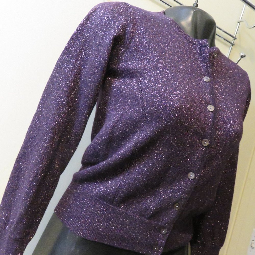 HILLARD & HANSON DARK PLUM CARDIGAN SWEATER/ XSMAL
